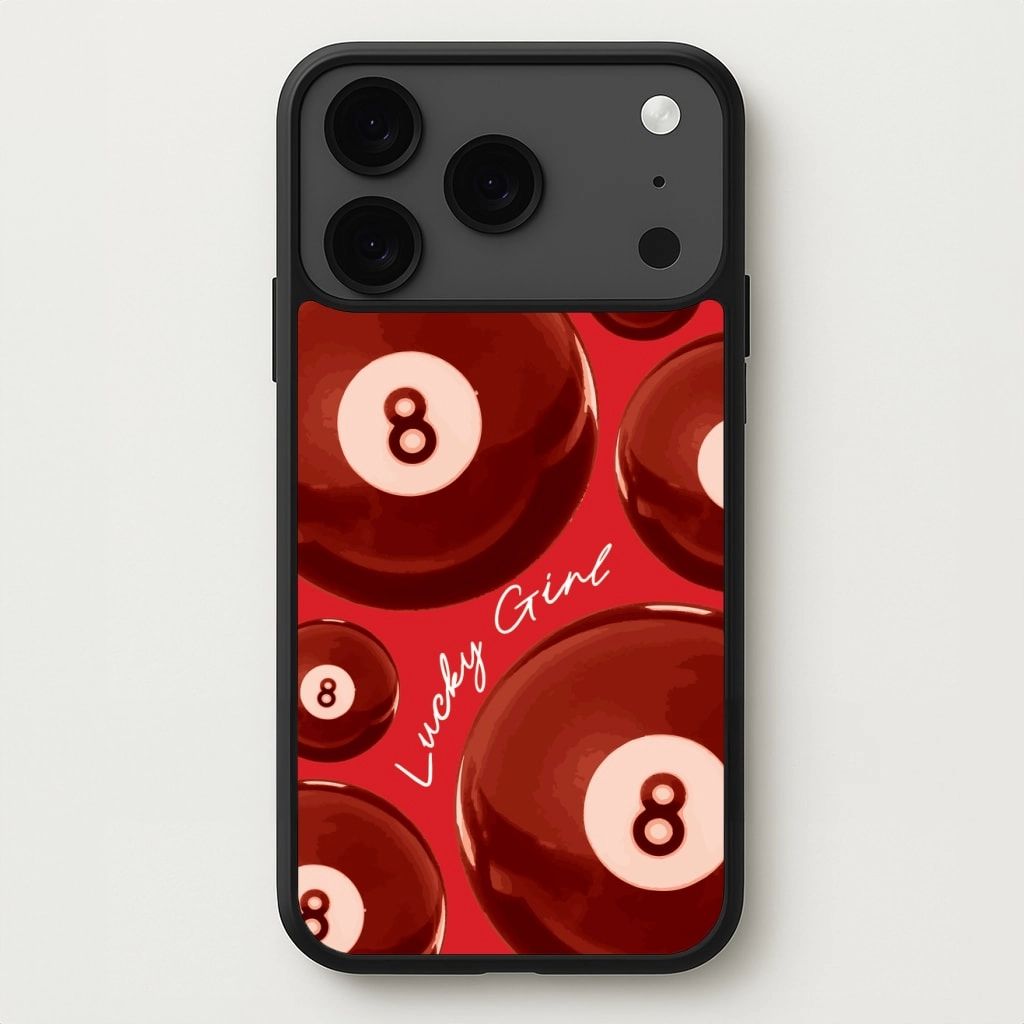 8-Ball Lucky Girl Pattern Phone Case Gloss Layer Finish