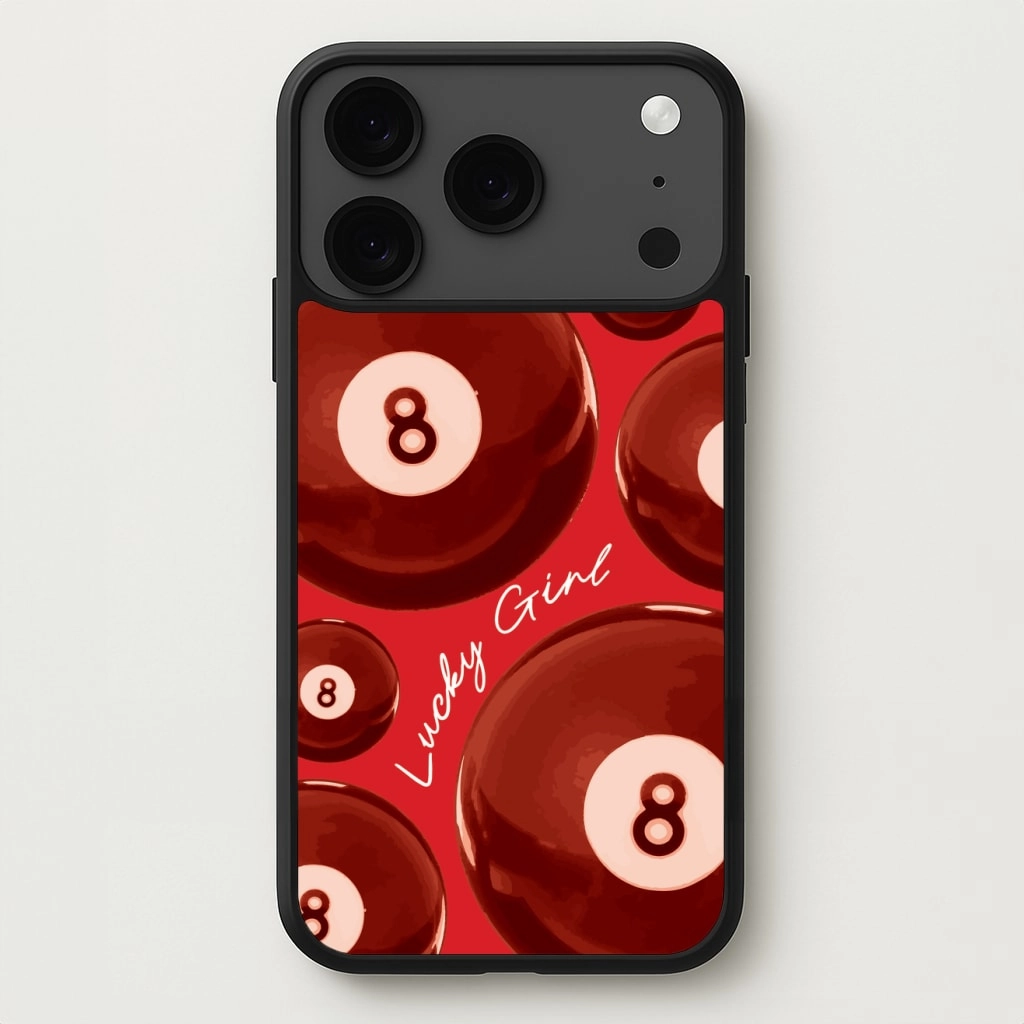 8-Ball Lucky Girl Pattern Phone Case Comfort Use Crystal Finish