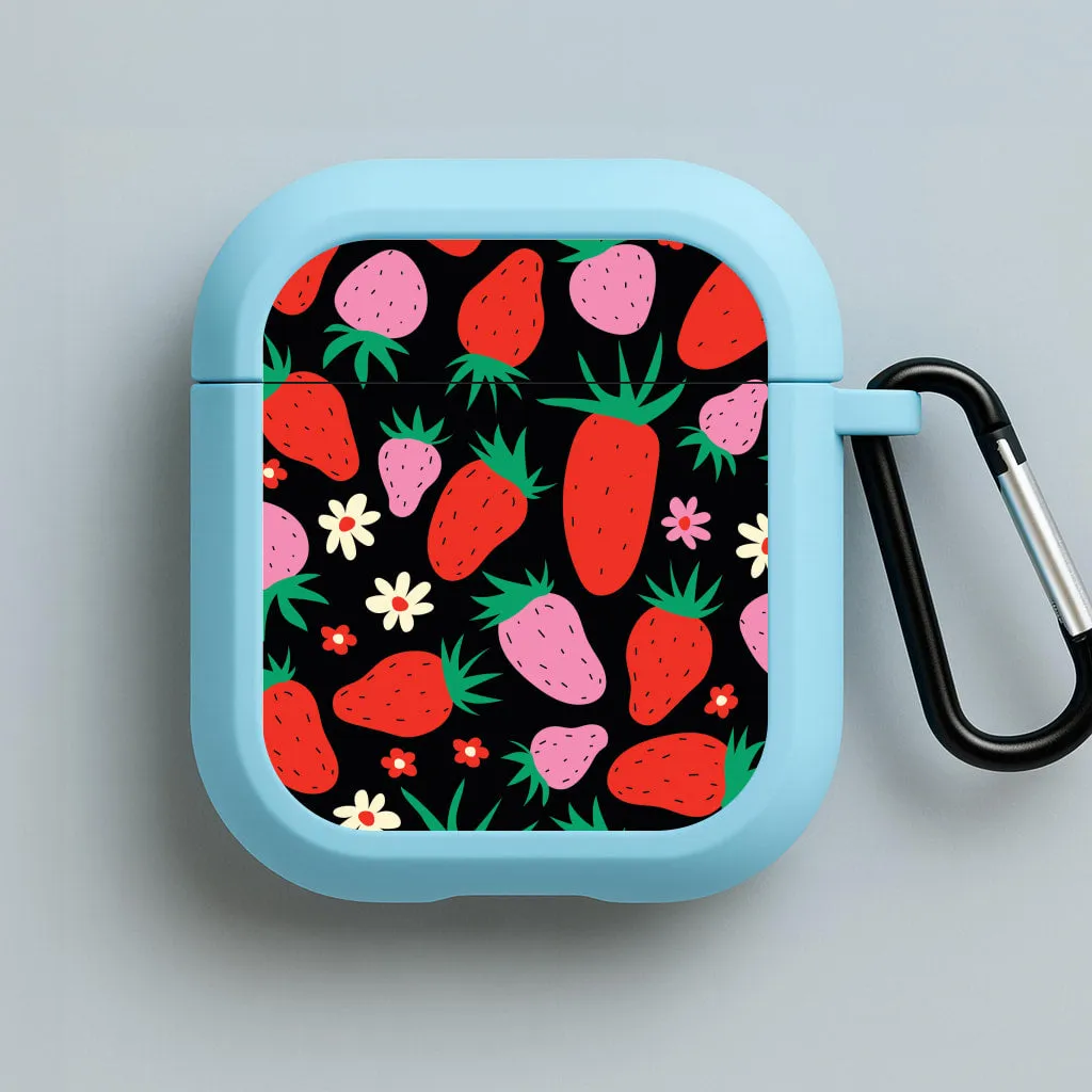 Abstract Strawberries Pattern AirPods Case Trendy Smooth Shell vivid gradient soft leather shell