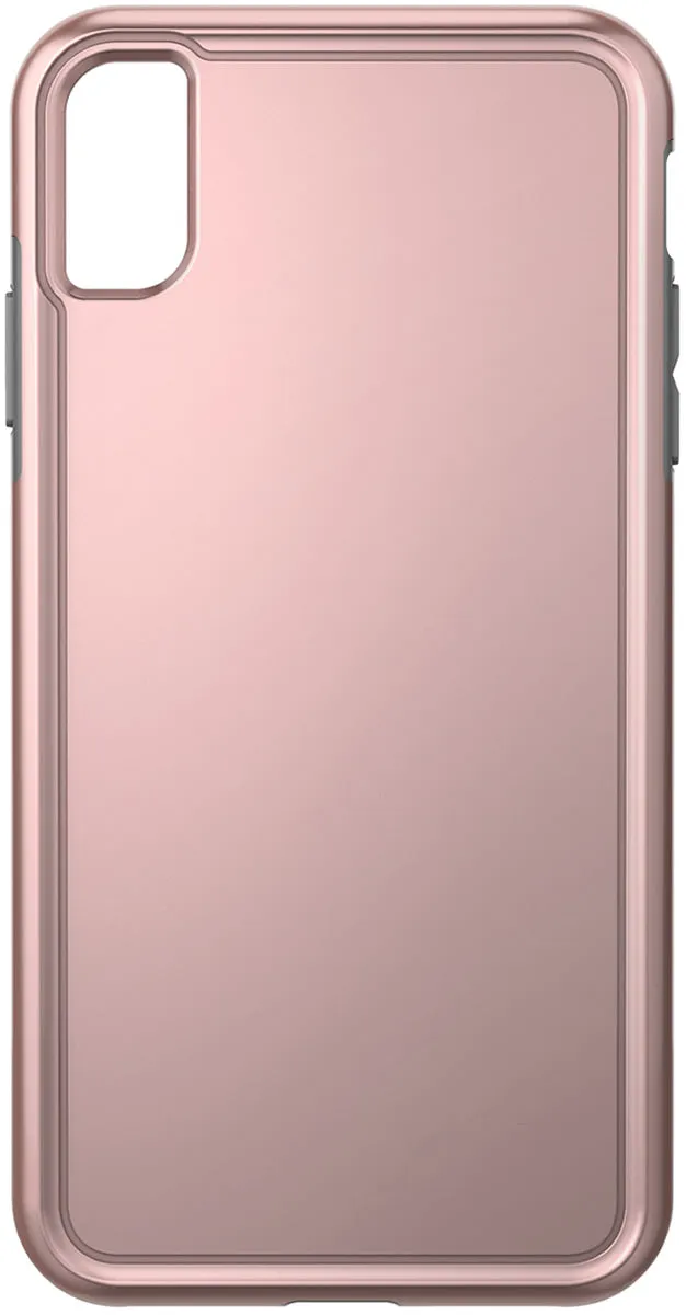 Soft Grip Minimal Shield Texture Adventurer Case for Apple iPhone Xs Max - Metallic Rose Gold/Gray