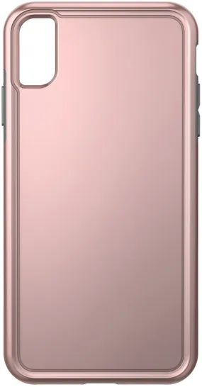 Soft Grip Minimal Shield Texture Adventurer Case for Apple iPhone Xs Max - Metallic Rose Gold/Gray