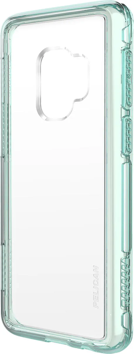 Stylish Finish Texture Adventurer Case for Samsung Galaxy S9 - Clear Teal