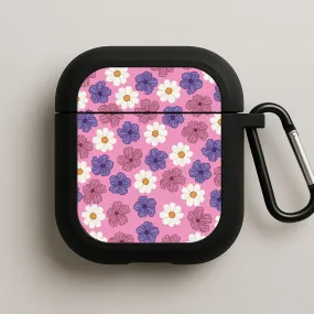Pink, Purple And White Flowers - Floral Patterns AirPods Case Modern Portable Shell portable gradient ergonomic leather airpods case