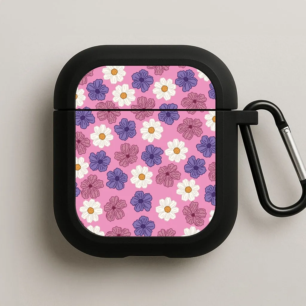 Pink, Purple And White Flowers - Floral Patterns AirPods Case Modern Portable Shell portable gradient ergonomic leather airpods case