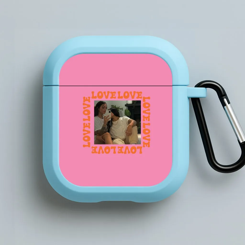 Love, Love, Love - Personalised Couples AirPods Case Portable Protective Holder