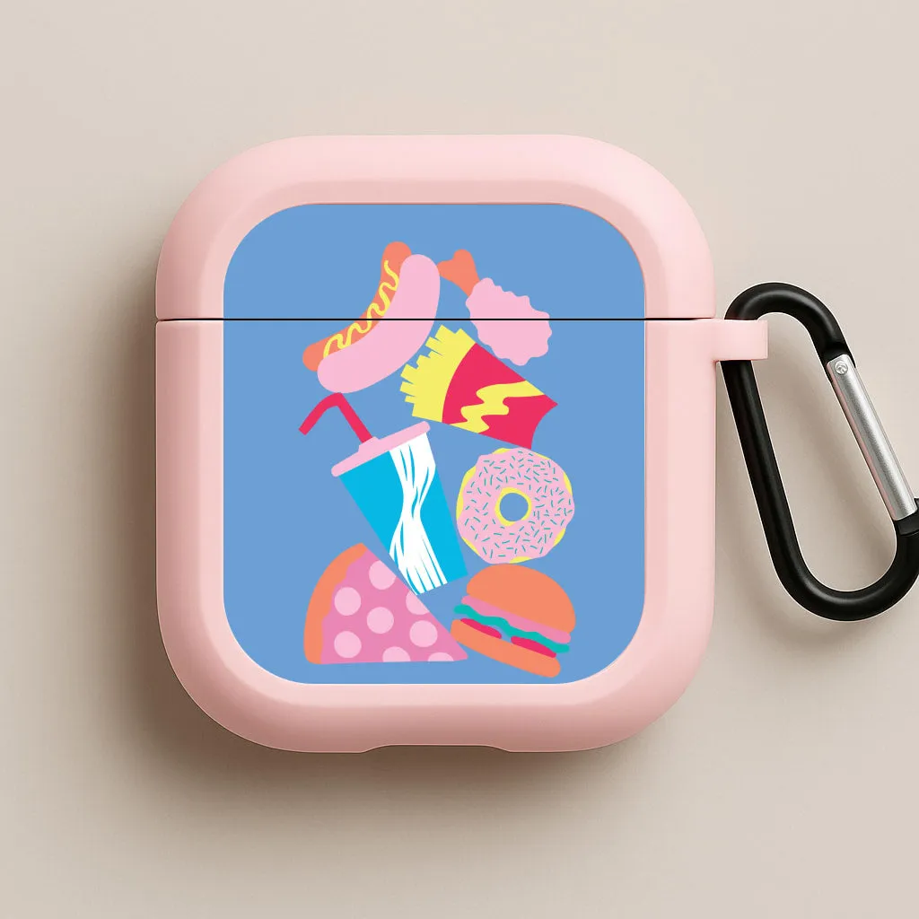 All The Foods - Fast Food Patterns AirPods Case custom engraved pocket silicone shell