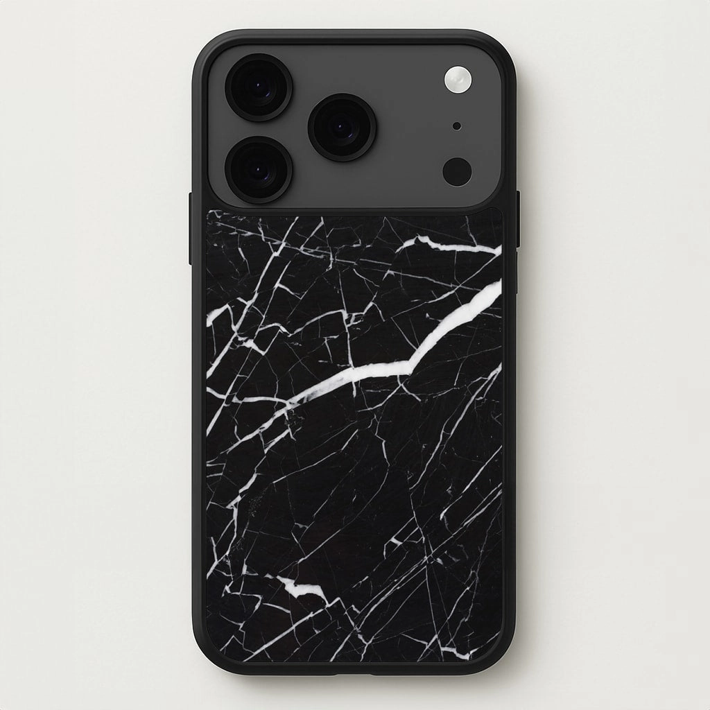 Protective Frame Black & White Marble Pattern Phone Case