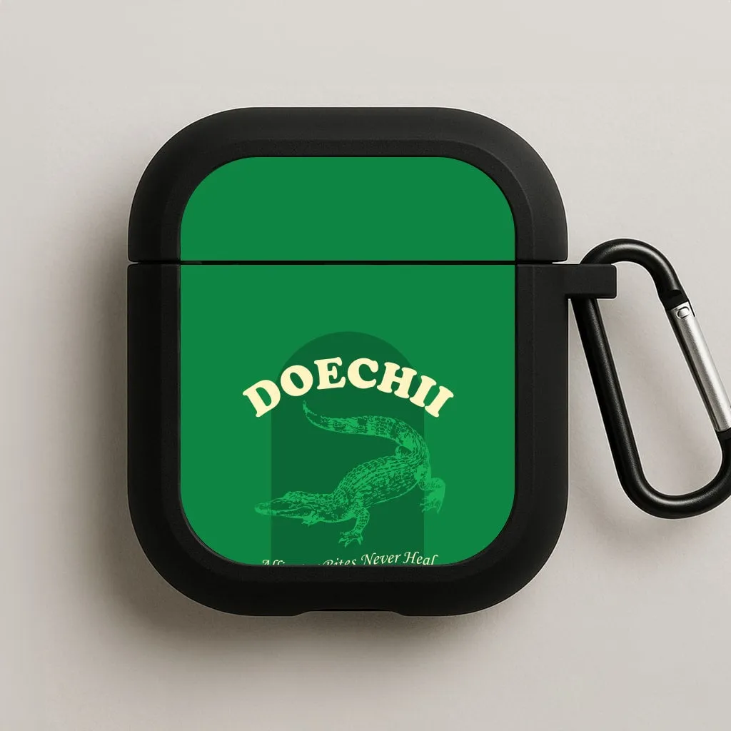 soft touch earbuds case leather wrapped airpods case Alligator Bites Never Heal Collage AirPods Case