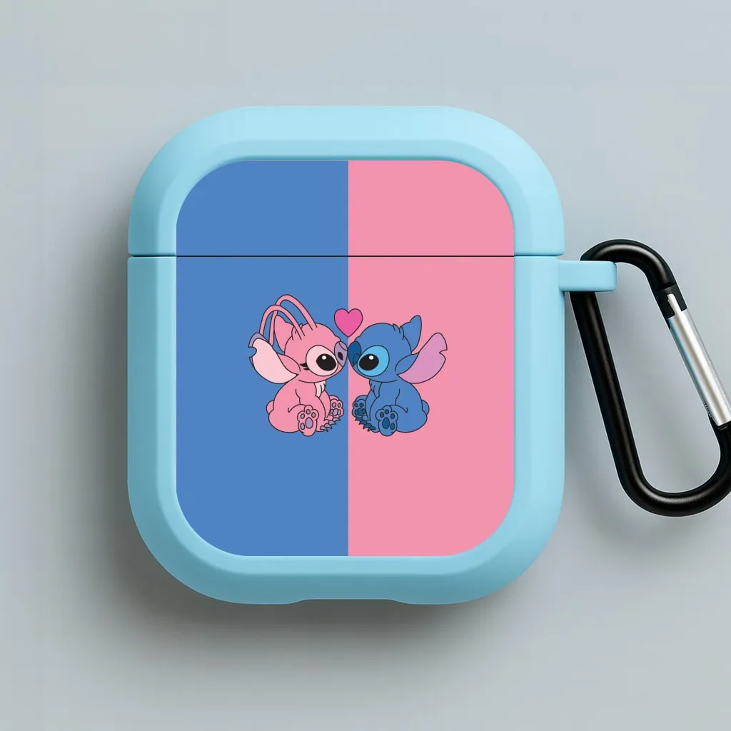 Compact Protective Pouch ultra compact neon airpods case Angel And Blue Alien - Pink Alien AirPods Case
