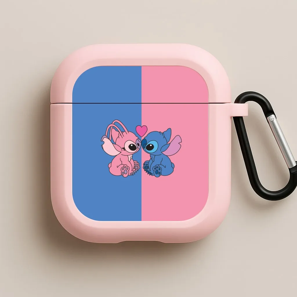 Angel And Blue Alien - Pink Alien AirPods Case stylish modern design compact ergonomic travel airpods case