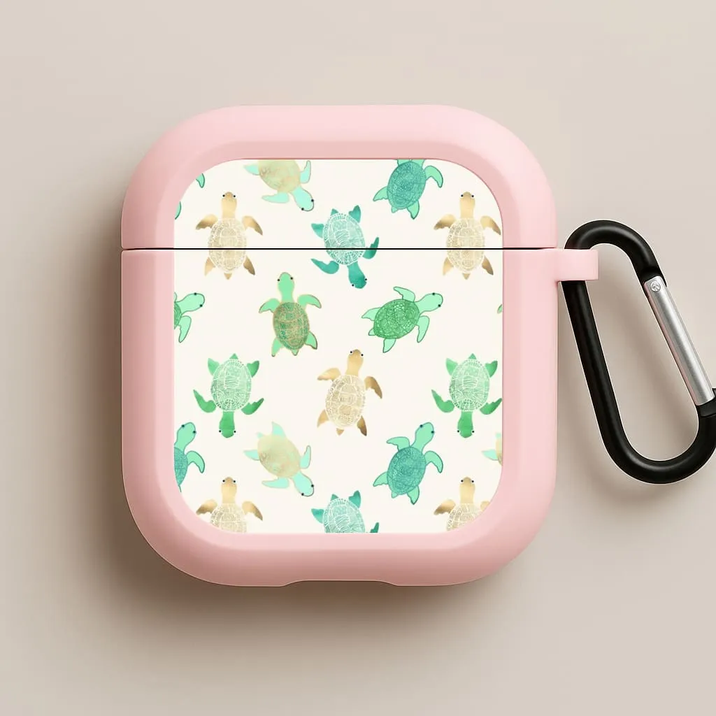 Comfort Touch Cover Gilded Jade & Mint Turtles AirPods Case