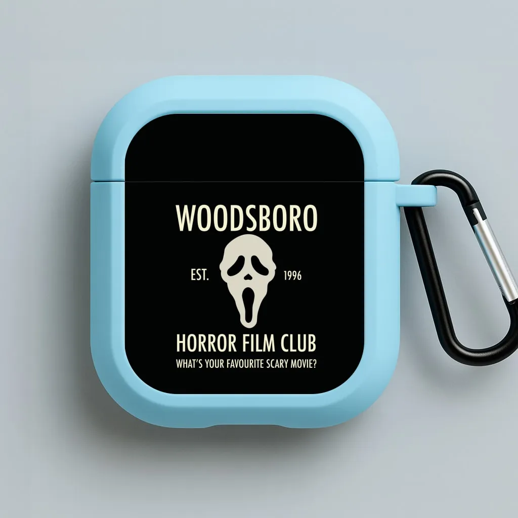 sleek commuter neon leather airpods case Woodsboro Horror Film Club - Scream AirPods Case