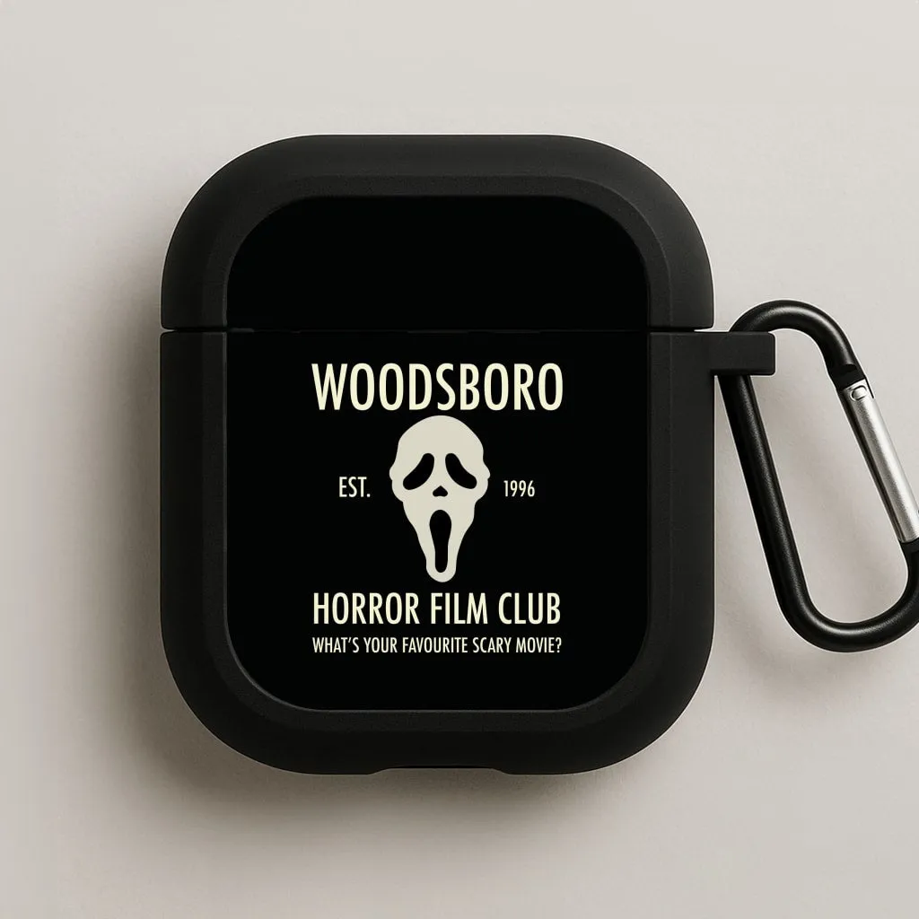 fashion lightweight portable silicone protector durable ergonomic soft travel protector Woodsboro Horror Film Club - Scream AirPods Case
