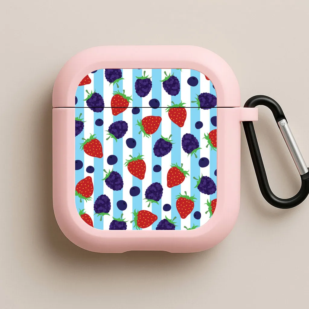 Stripes And Berries AirPods Case magnetic strap airpods shell Soft Surface Grip