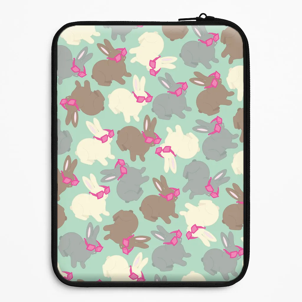 Bunny With Glasses Pattern Laptop Sleeve Durable Material