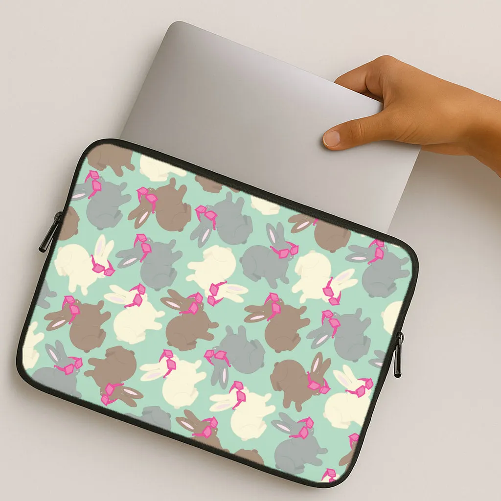 Bunny With Glasses Pattern Laptop Sleeve Comfort Shield Anti Scratch Layer