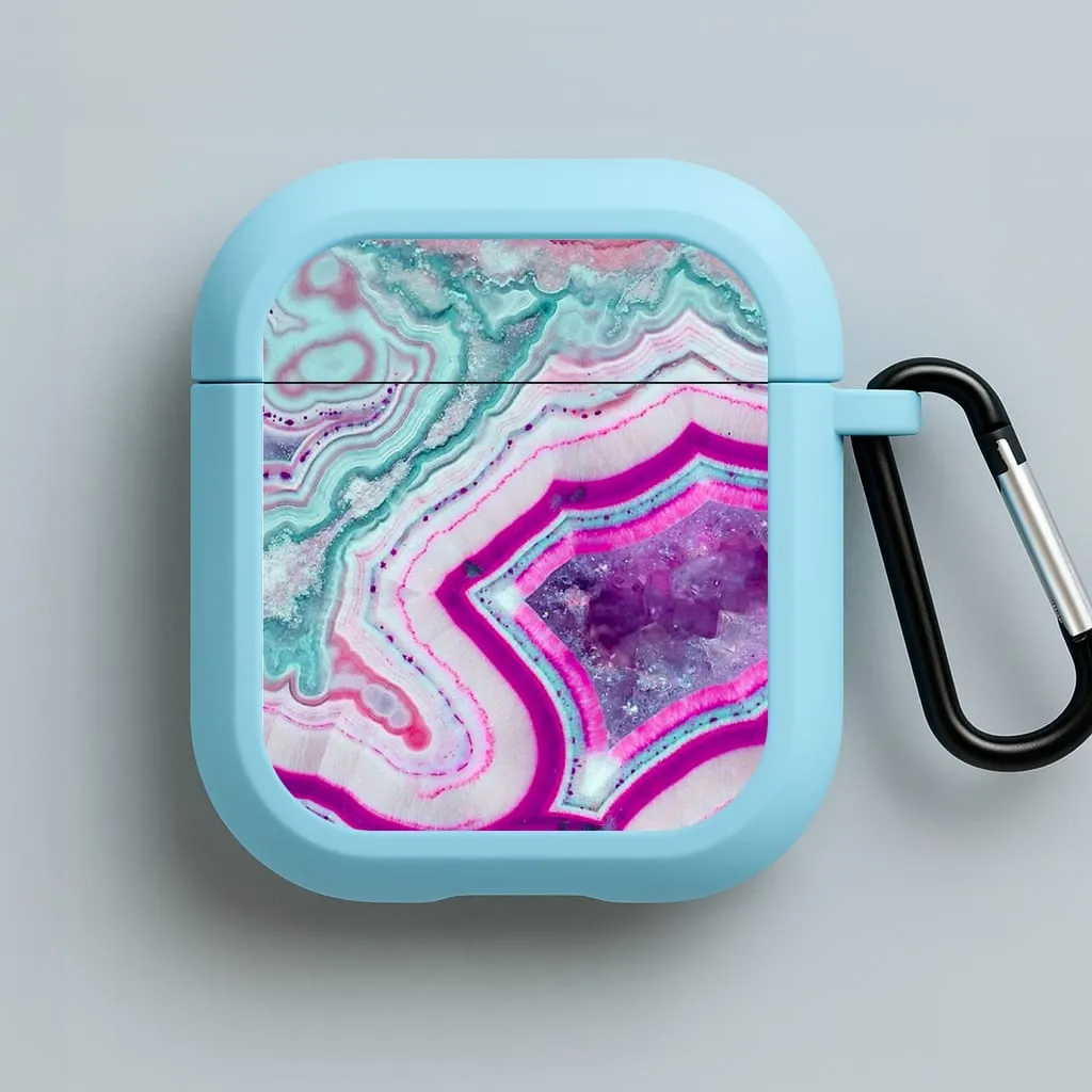 Purple Geode Pattern AirPods Case Urban Lifestyle Holder Fashion Gadget Holder