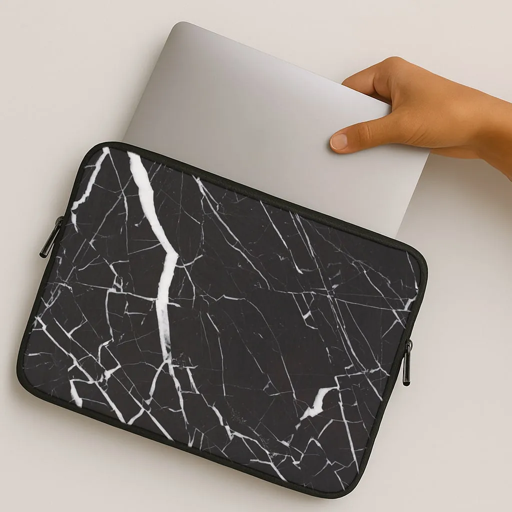 Sleek Detail Stylish Texture Black & White Marble Pattern Laptop Sleeve