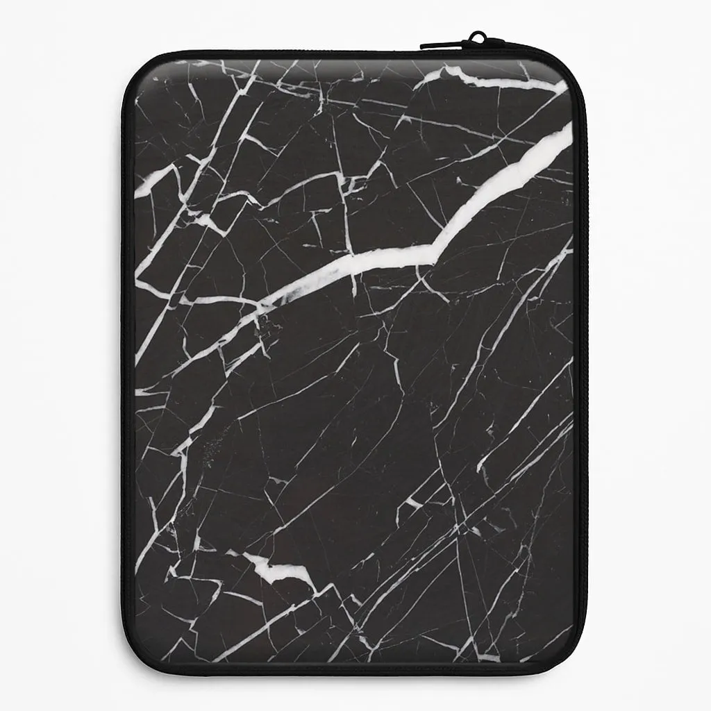 Black & White Marble Pattern Laptop Sleeve Light Touch Matte Texture Finish