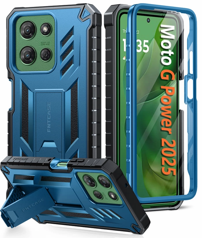 Fashion Accessory FNTCASE For Moto G Power 5G 2025 6.8 Inch Phone Case: Military Grade Shockproof with Built-in Screen Protector and Kickstand