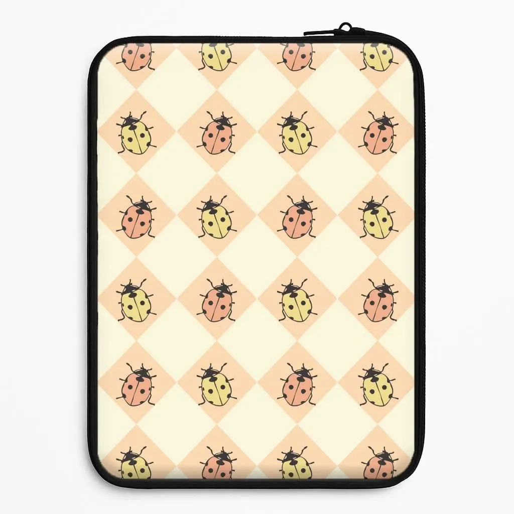 Argyle Ladybugs Pattern Laptop Sleeve Office Accessory Protective Lining