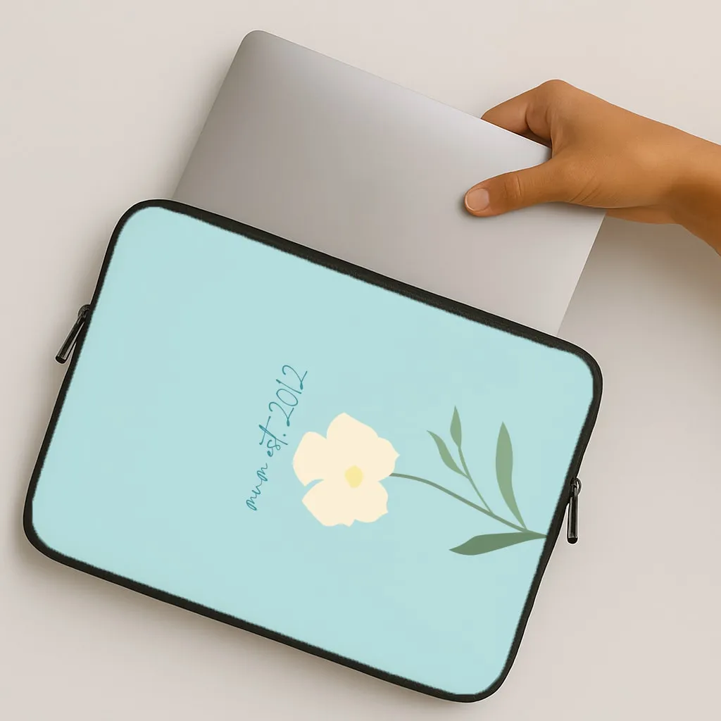 Baby Blue Mum Est Laptop Sleeve Rugged Edge Modern Build