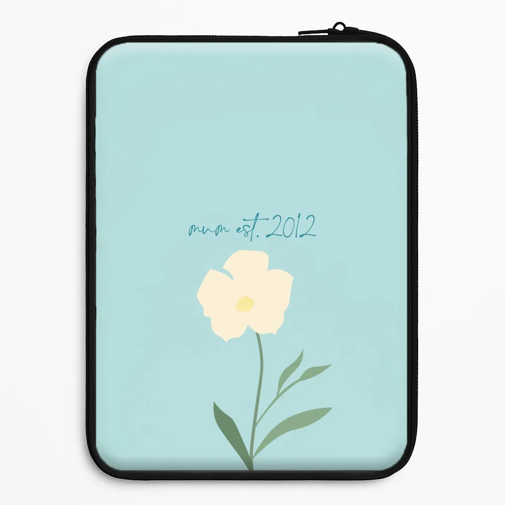 Elegant Finish Baby Blue Mum Est Laptop Sleeve