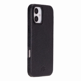 Barlow Leather MagSafe Case- iPhone 16, Pebble Black Sporty Design