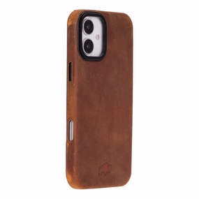 Barlow Leather MagSafe Case- iPhone 16 Plus, Golden Brown Polished Surface Texture Smooth Touch