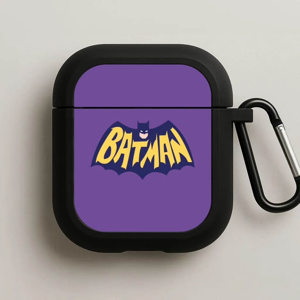 magnet closing airpods case Soft Daily Pouch Bat Superhero Purple Logo AirPods Case