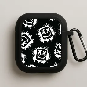 Black And White Helmet DJ Pattern AirPods Case soft gradient ergonomic travel shell