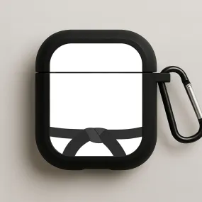 soft pastel ergonomic leather airpods shell Black Belt AirPods Case