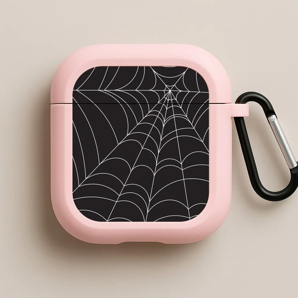 Black Cobwebs Pattern AirPods Case Everyday Tech Organizer
