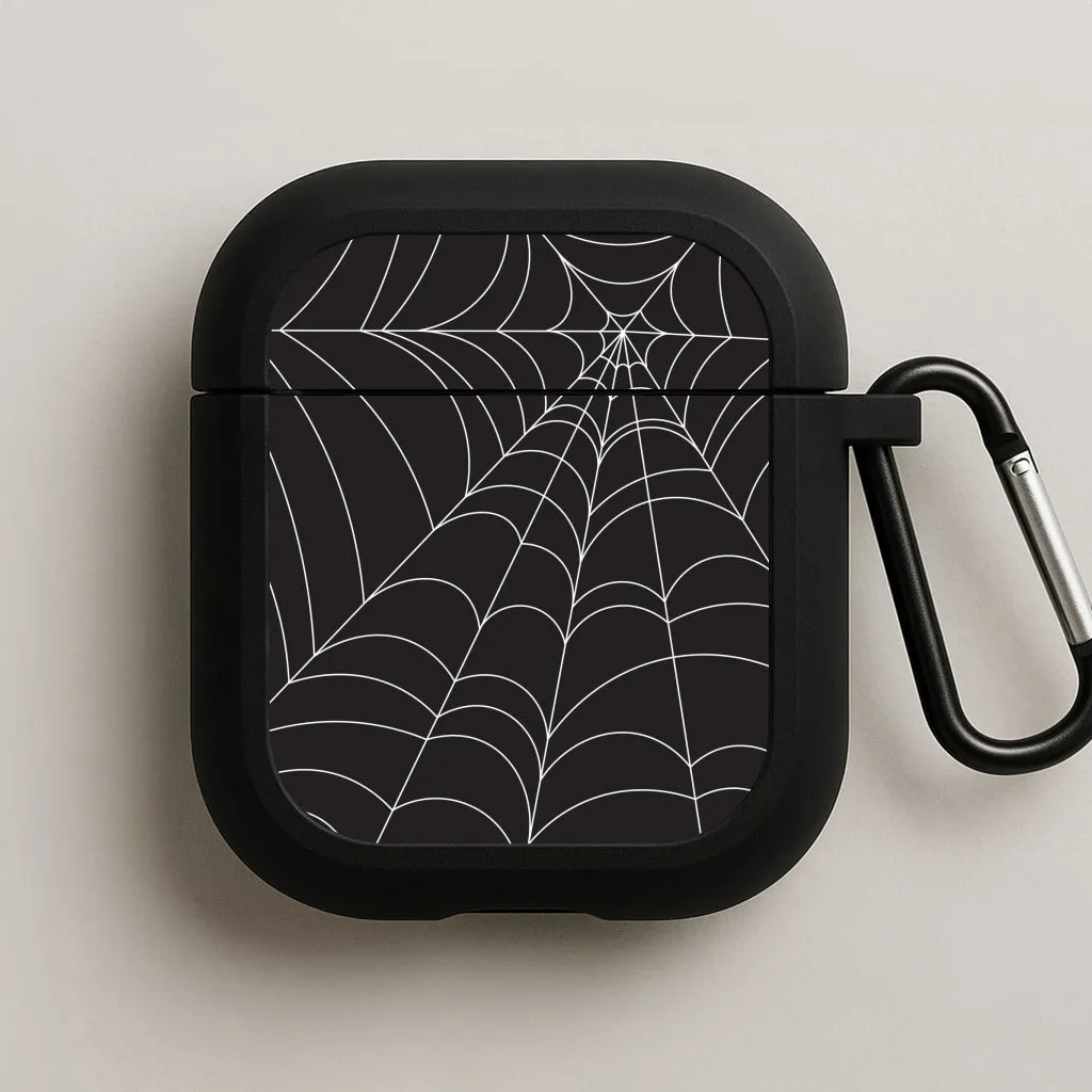 fashion earbuds case Minimalist Device Case Black Cobwebs Pattern AirPods Case