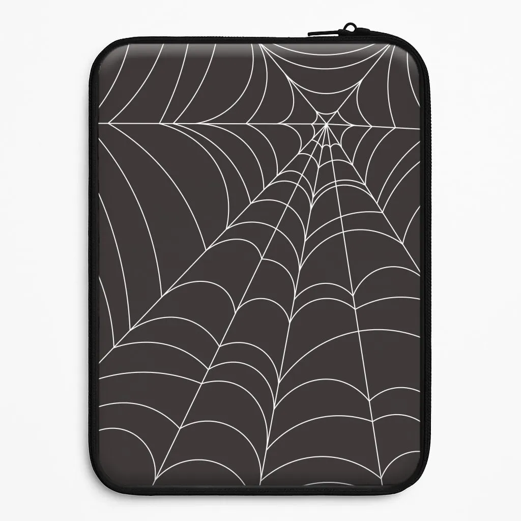 Black Cobwebs Pattern Laptop Sleeve Impact Cushion