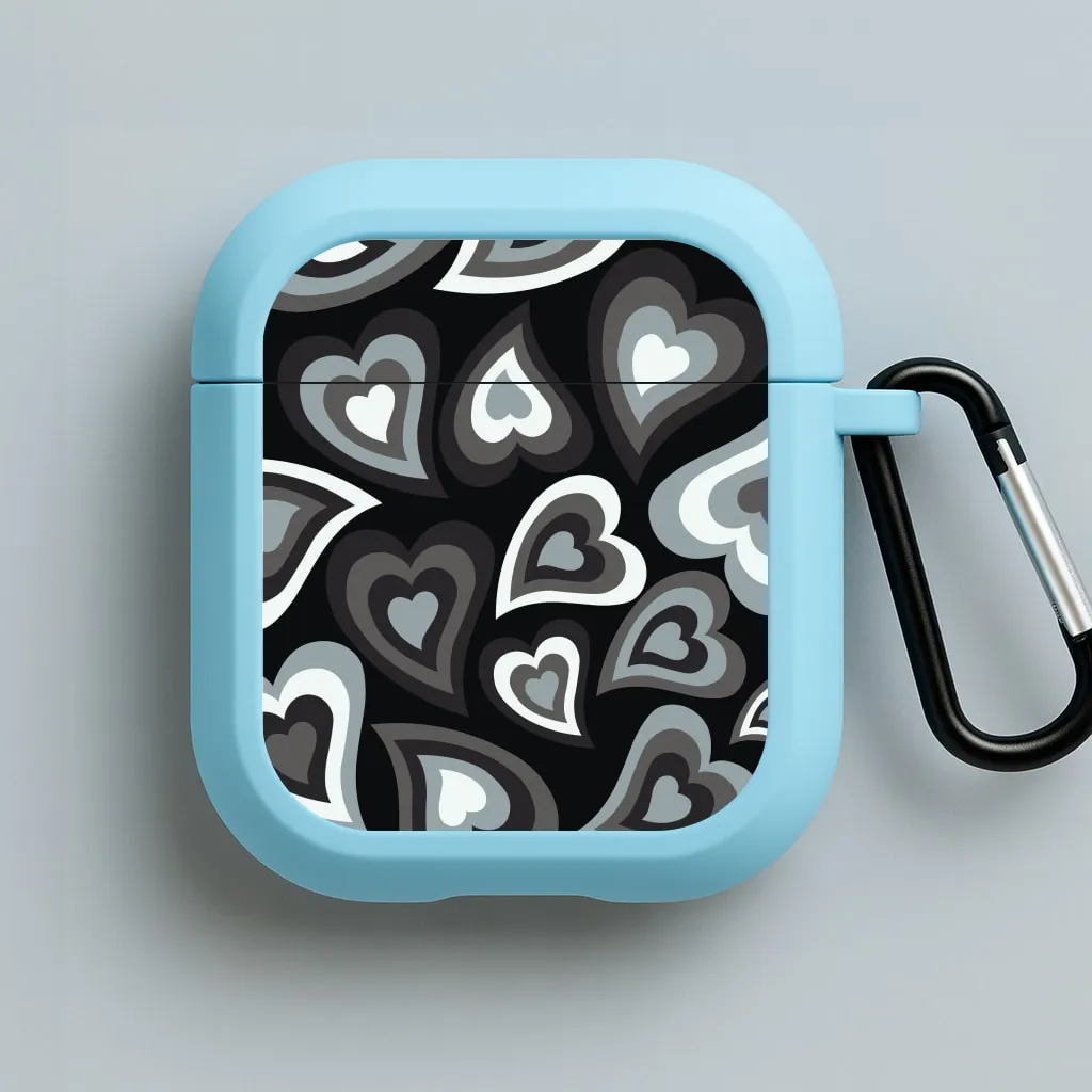 Black Hearts - Trippy Patterns AirPods Case Minimalist Protective Shell soft textured travel case