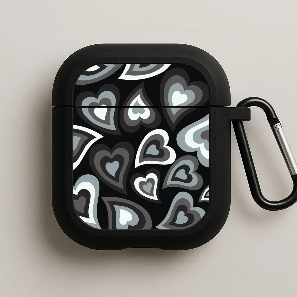 Black Hearts - Trippy Patterns AirPods Case Minimal Protective Sleeve Portable Fashion Shell