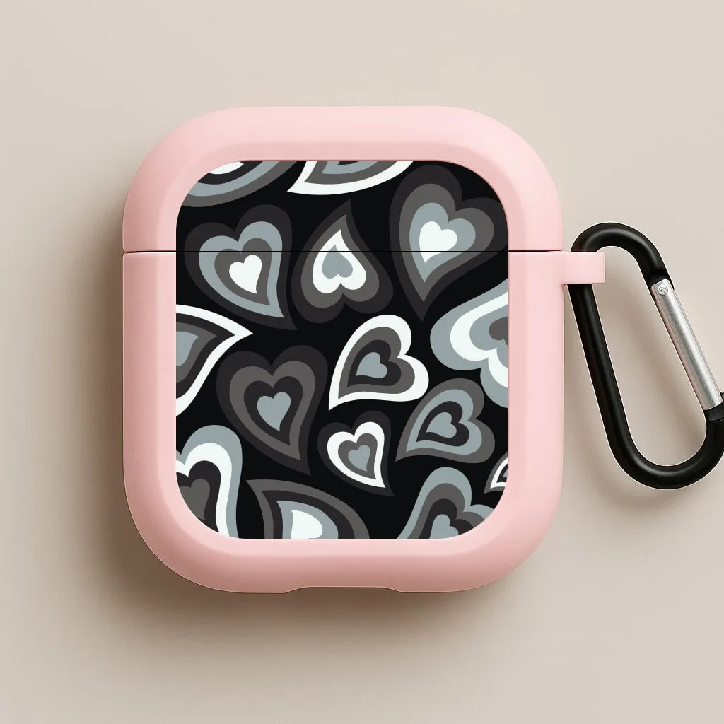 Black Hearts - Trippy Patterns AirPods Case eco material airpods case wireless earbuds travel shell
