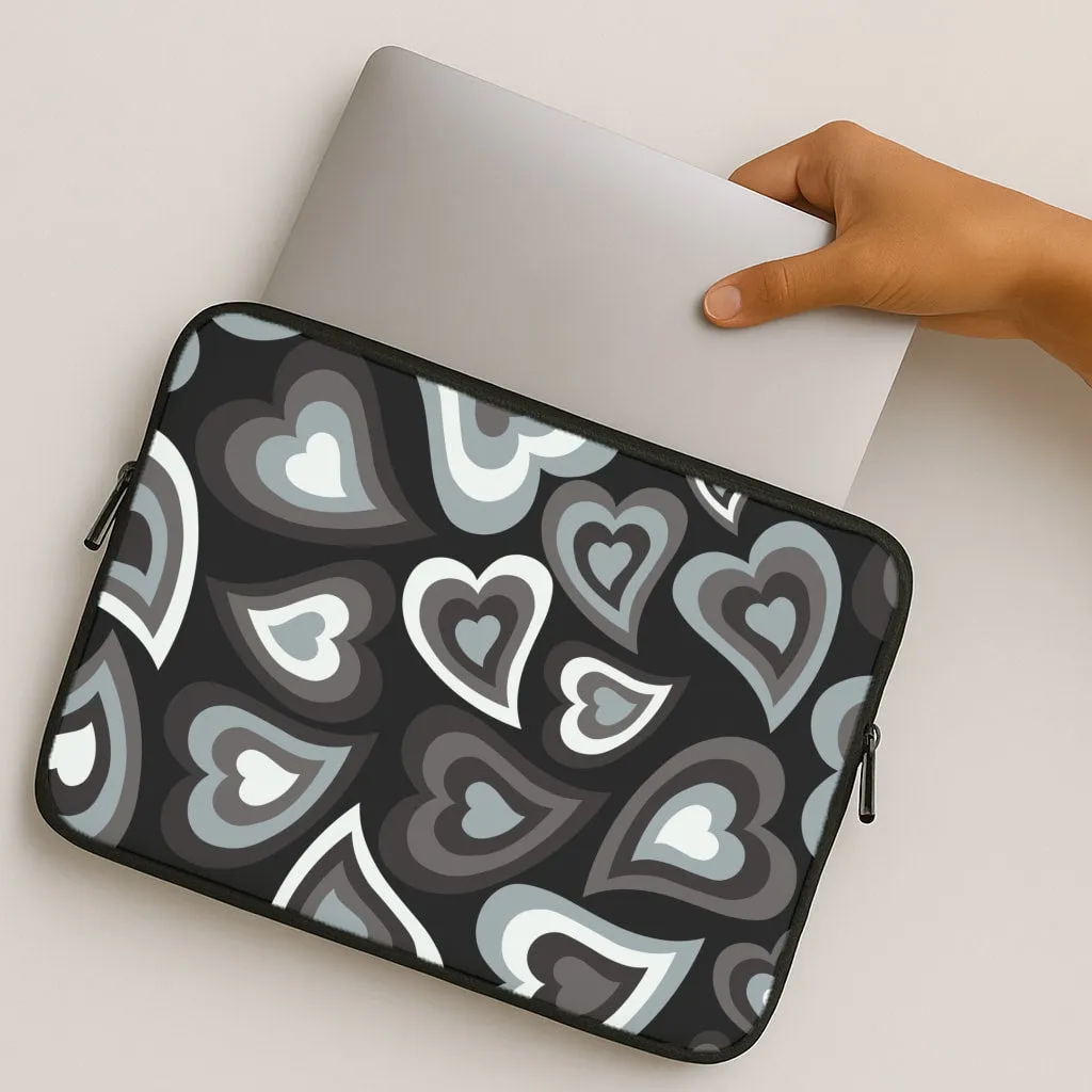 Black Hearts - Trippy Patterns Laptop Sleeve Vivid Texture
