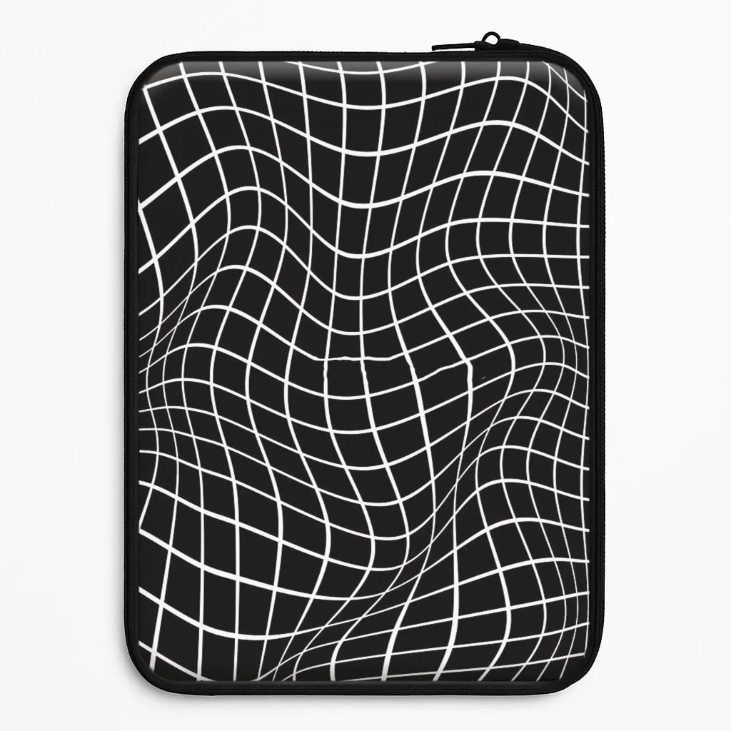 Slim Protection Black Wavy Grid Pattern Laptop Sleeve