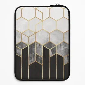 Black White & Gold Honeycomb Pattern Laptop Sleeve Soft Grip Layer Fashion Accent