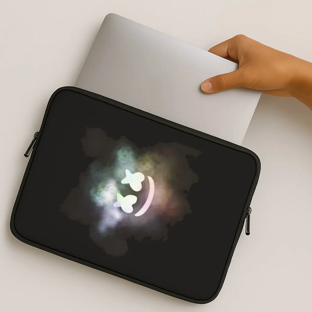 Black White Helmet DJ Smoke Laptop Sleeve Vivid Detail