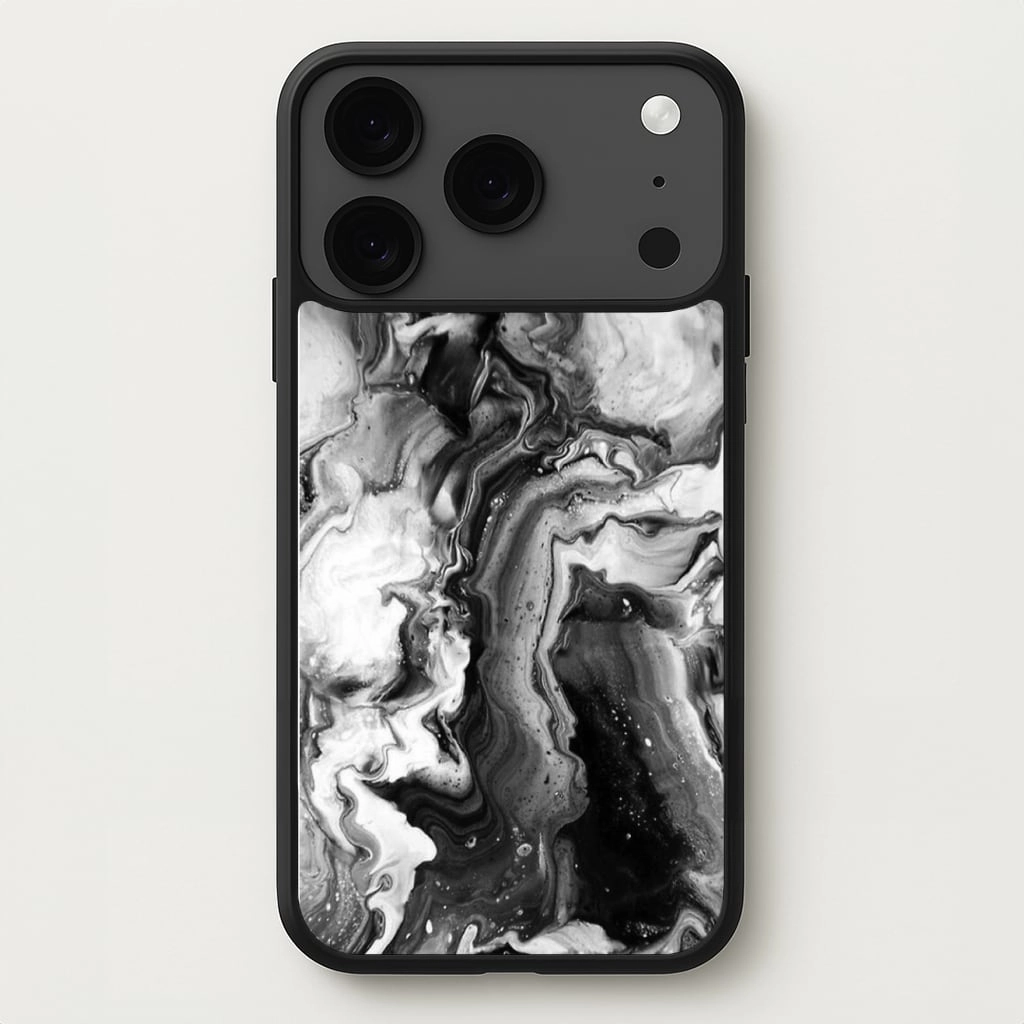 Soft Finish Black and White Leaking Marble Phone Case