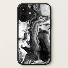 Dust proof High End Look Black and White Leaking Marble Phone Case