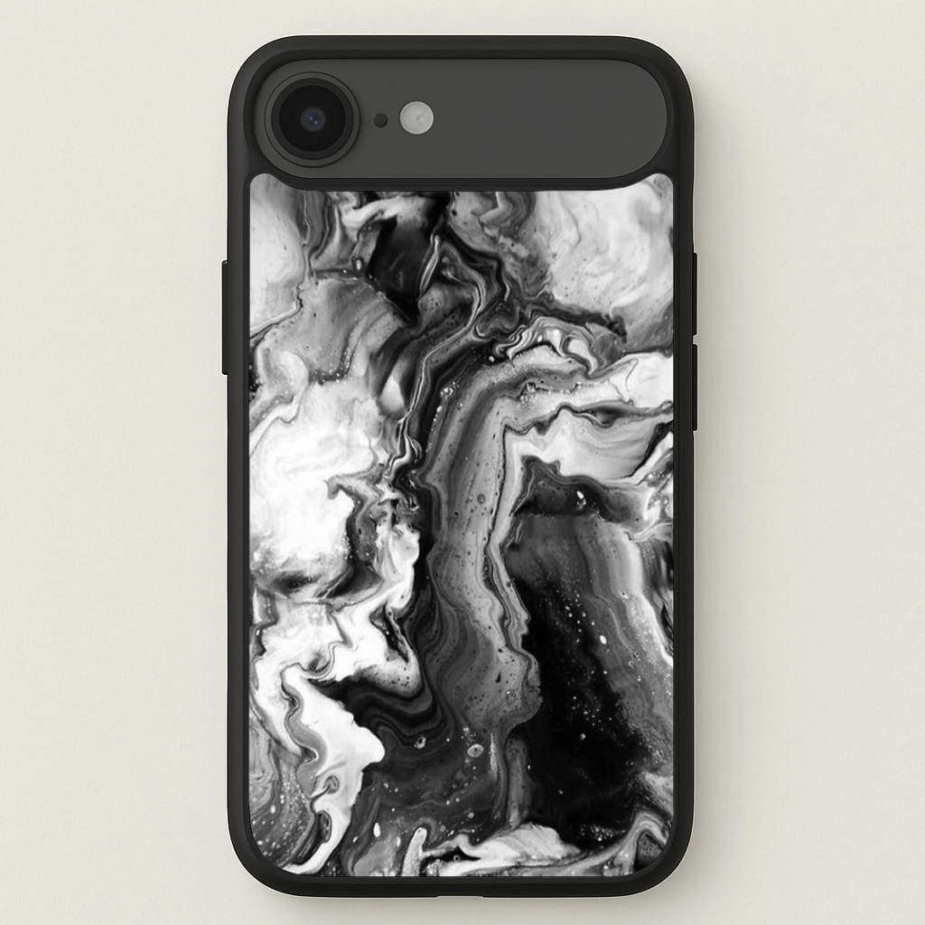 Rugged Design Style Black and White Leaking Marble Phone Case