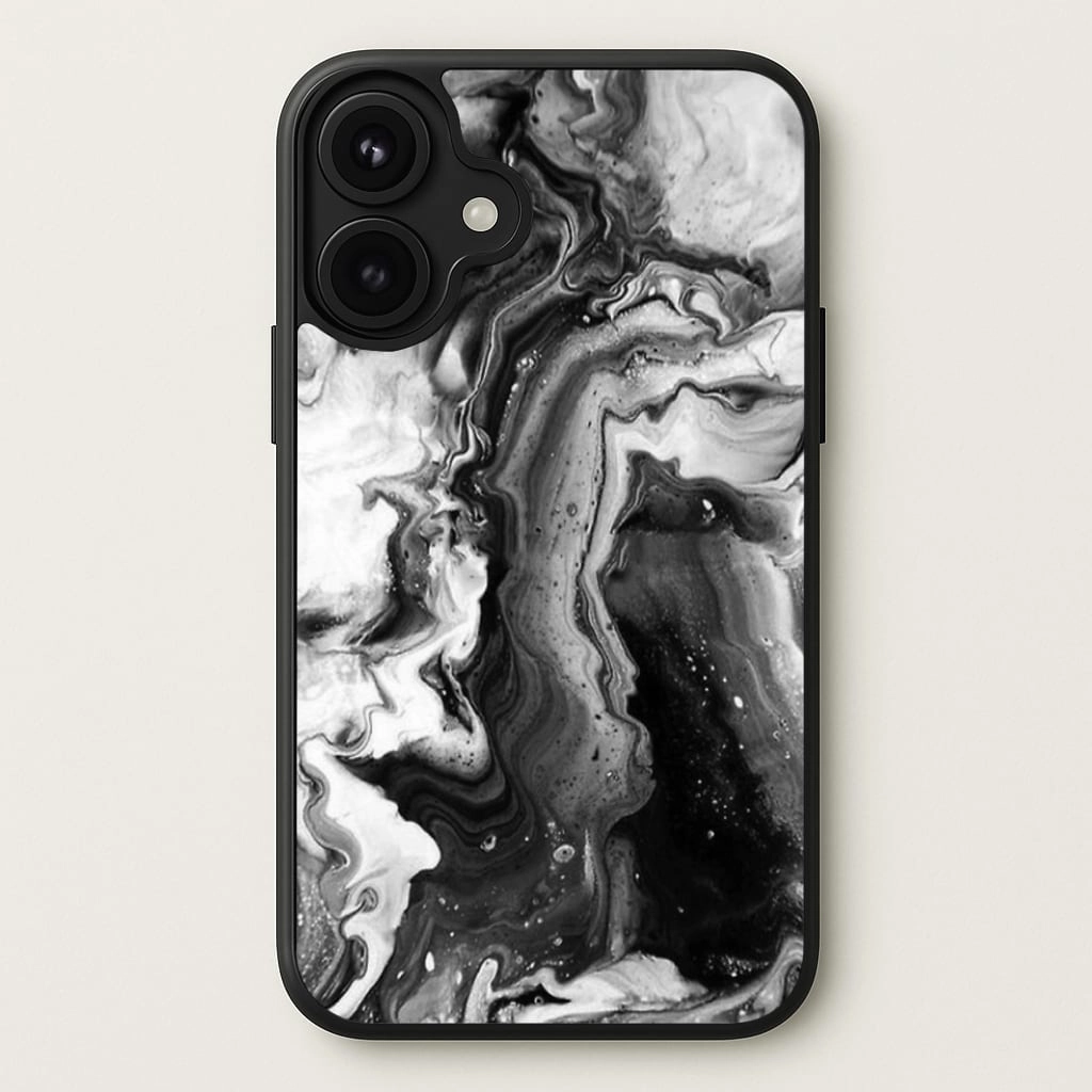 Dust proof High End Look Black and White Leaking Marble Phone Case