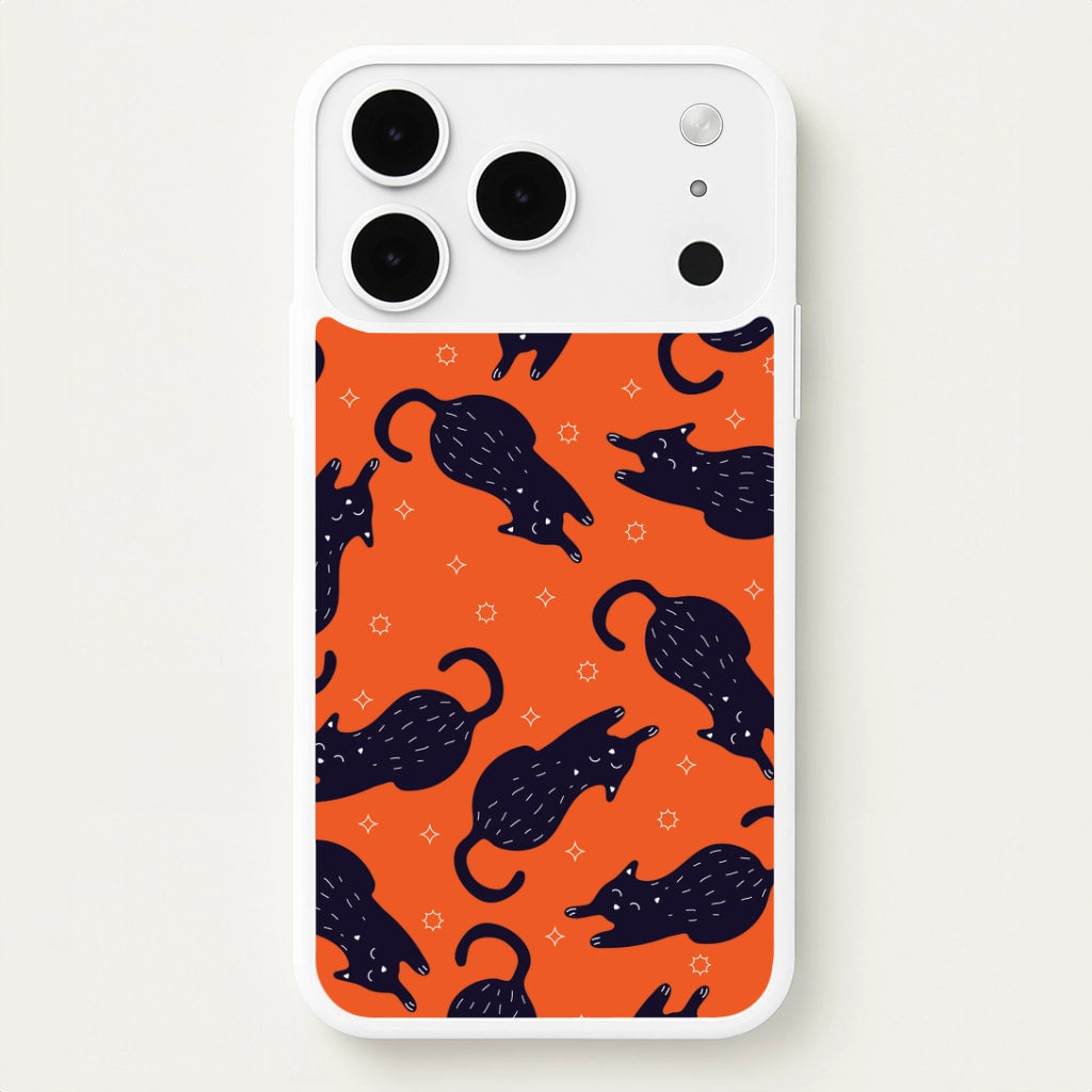 Black Cats And Stars Pattern Phone Case Crystal Finish Colorful Design