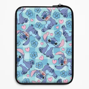 Soft Touching Blue Alien And Hearts Pattern Laptop Sleeve