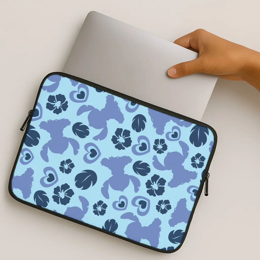 Blue Alien Silhouette Pattern Laptop Sleeve Urban Texture