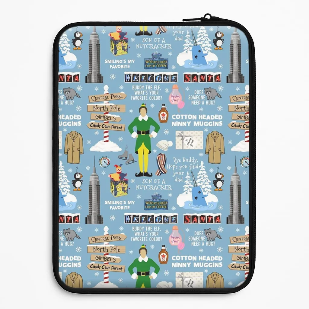 Enhanced grip Unisex Design Blue Buddy The Elf Pattern Laptop Sleeve